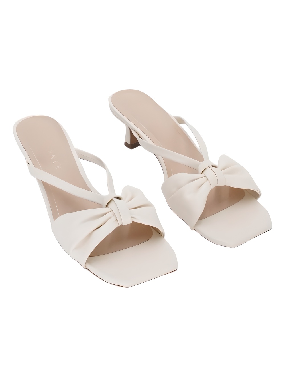 Journee Collection Starling Ivory Knotted Bow Square Toe Sandals Size 9.5M